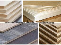 Chipboard, laminated chipboard, MDF, LMDF, HDF, plywood.