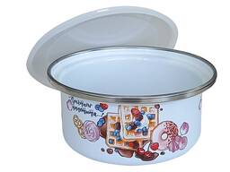 Лотки цилиндрические 1,0 л белые с деколью.