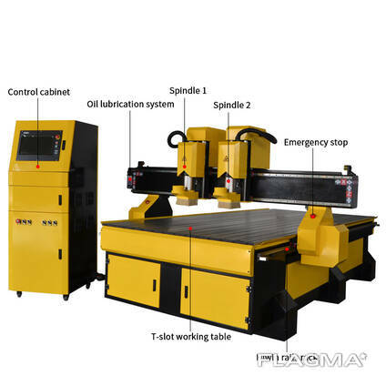 SIGN-1325 Фрезерный станок с двумя головами с T-слот столом