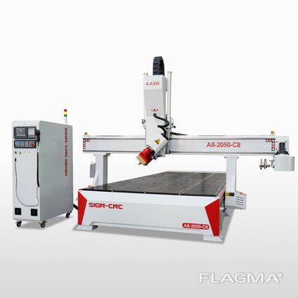 SIGN-CNC 4 Ось ATC Фрезерный Станок поворотный Шпиндель Вращать 180 Градусов